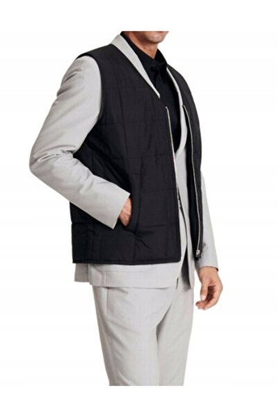 NO BRAND Vestă matlasată neagră cu fermoar, clasică, scurtă, cu model inimă, XL