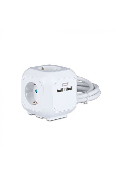 NO BRAND V-Tac Cablu prelungitor tip cub 4 porturi 2x USB 1.4m
