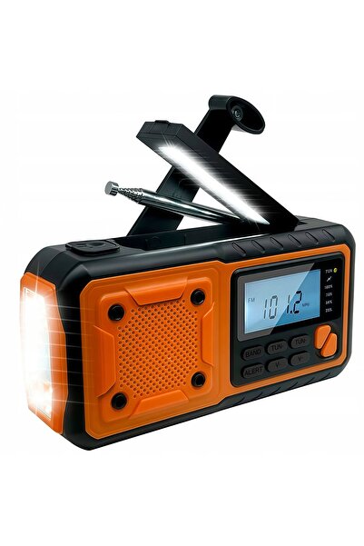 NO BRAND Radio de urgență portocaliu cu încărcare solară, power bank de 4000m...