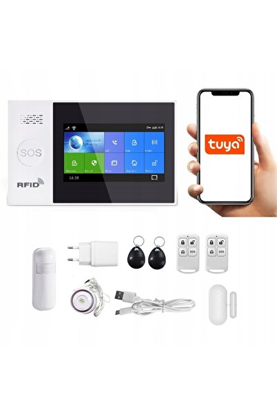 OnShoping Alarmă wireless cu ecran LCD de 4.3 inch, GSM, WiFi, SMS, Tuya Smar...