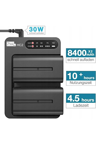 NO BRAND Kit 2 Baterii 8400 mAh Pixel Np F970 + Încărcător