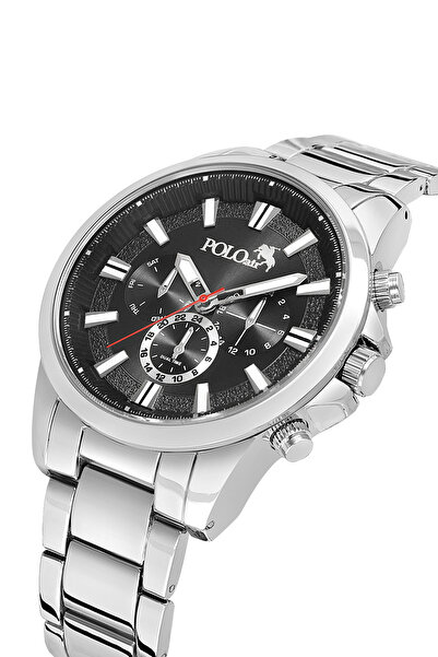 Poloair Classic Metal Case Men's Wristwatch Silver Black Color Pl-7094E4X