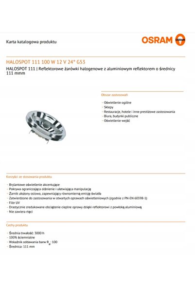 NO BRAND Lampă Halogen Halogen Osram Halospot 41850 Fl 12V 100W 25 buc. G53 3...