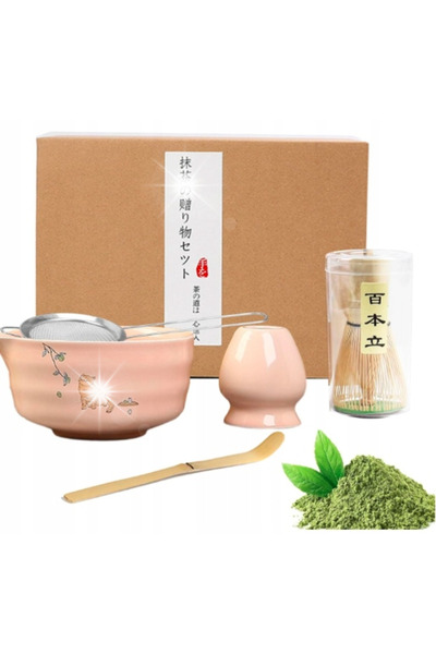 NO BRAND Set Matcha Roz din 5 piese: Bol cu cioc, tel, accesorii