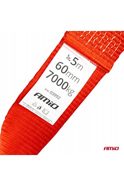NO BRAND Coardă de remorcare 7000kg 60mm 5m Cârlig + Ochi Amio