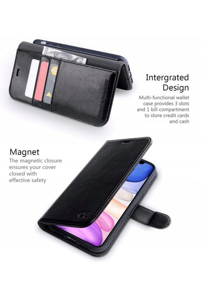 NO BRAND Husă din piele Ocase pentru iPhone 11 cu portofel cu clapetă RFID, e...