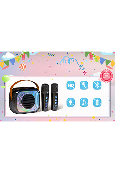 NO BRAND Set karaoke cu 2 microfoane + Boxă wireless, Cadou pentru copii