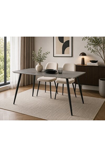 N.zone Modern Rectangular Dining Table with Luxurious Marble Top and Sturdy B...