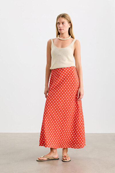 BE BLUE Cherry Polka Dot Patterned Skirt