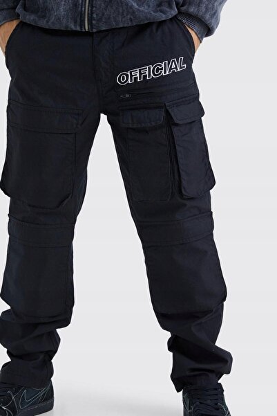 NO BRAND Pantaloni jogger clasici, simpli, lungi, negri, cu buzunare, Boohoom...