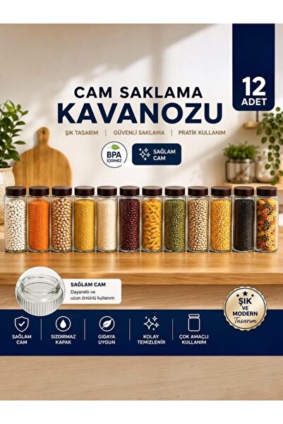 BİZ ZÜCCACİYE بيز هوم 12 قطعة برطمان زجاجي للتخزين سعة 1500 مل