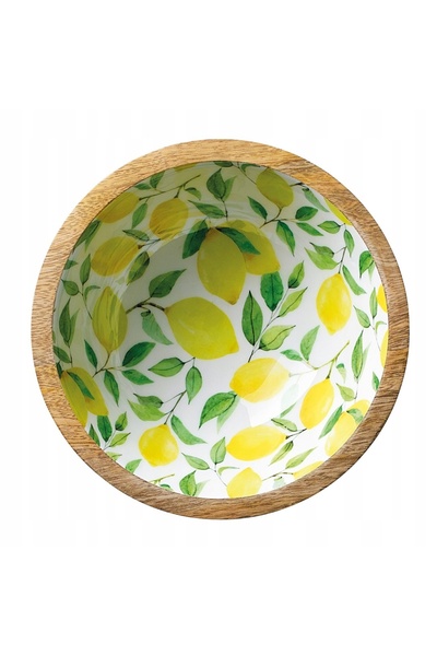 NO BRAND Bol mediu din lemn de mango 20 x 8 cm lămâi ZASSENHAUS