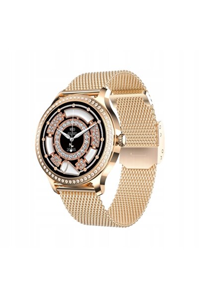 NO BRAND Smartwatch pentru Femei Apeluri Elegante Strasuri Rose Gold Perlă Gl...