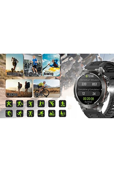 NO BRAND Smartwatch de exterior, robust, pentru bărbați, sportiv, cu GPS, bus...