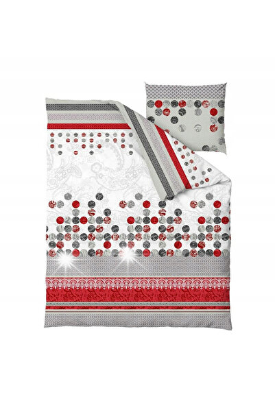 NO BRAND Lenjerie de pat din bumbac 140X200 Merino Roșu-Gri