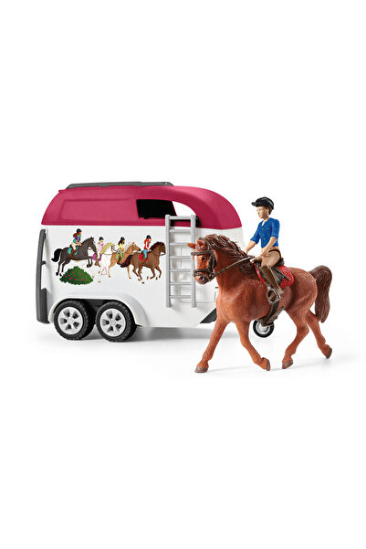 NO BRAND Set de figurine Schleich cu SUV și remorcă pentru cai 1:64 Multicolor