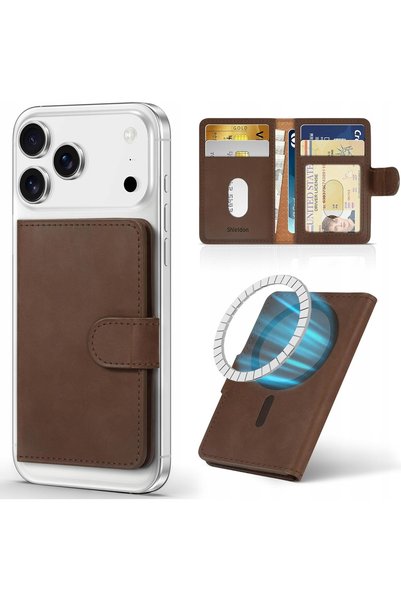 NO BRAND Portofel Shieldon pentru carduri Magsafe RFID din piele naturală de ...