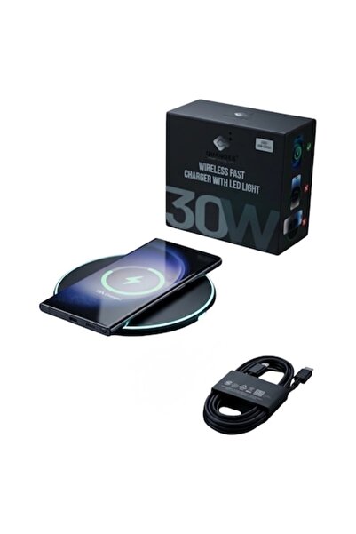 QUANDES Set încărcător wireless super rapid de 30W, Pad QI, Cablu de date C-C...