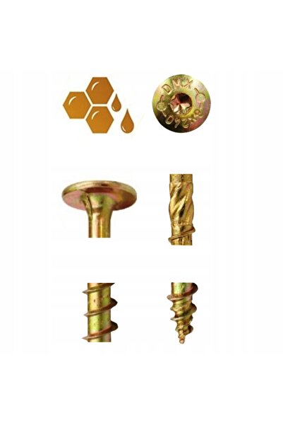 NO BRAND Șurubelnițe pentru lemn 8X340 Torx cu cap flanșat, lustruite, 50 bucăți
