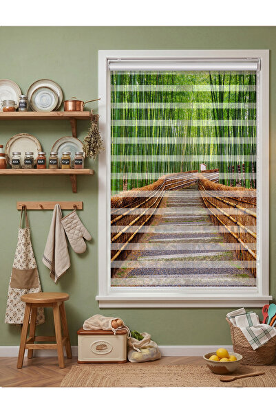 AD Home Bambu Ormanı Yolu Dijital Baskılı Doğa Zebra Perde