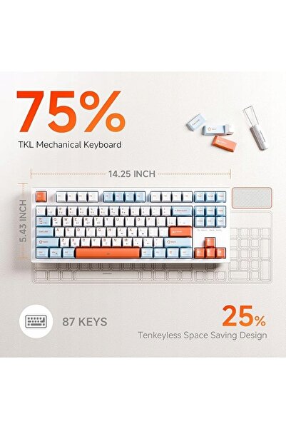 NO BRAND Tastatură mecanică de gaming cu iluminare LED, 87 de taste, Qwerty, ...