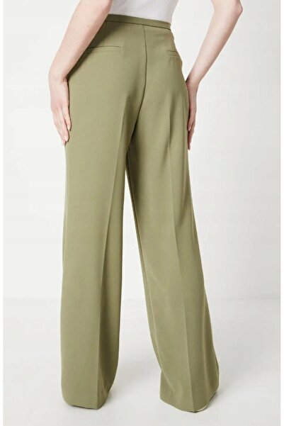 NO BRAND Pantaloni verzi Material Picioare largi Smooth Oasis 40