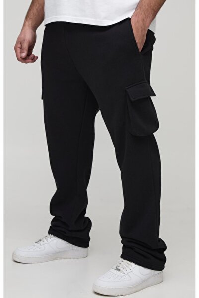 NO BRAND Pantaloni de trening negri clasici, cu buzunare netede, Boohooman 3XL
