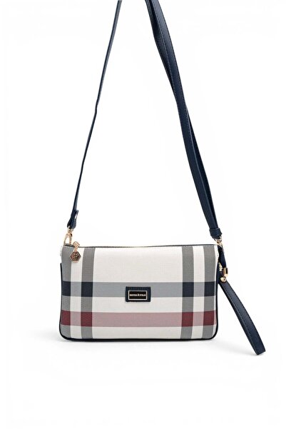 Silver Polo White - Navy Blue Plaid Women's Crossbody Bag Sp1291