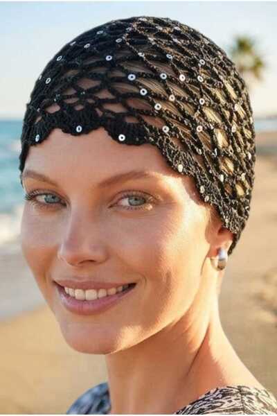 Mood Agenda Women's Glittery Sequin Embroidered Crochet Beanie Bohemian Beach...