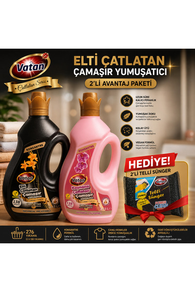 Vatan ELTİ VE KAYNANA ÇATLATAN YUMUŞATICI 3,45LT x 2 AD TELLİ SÜNGER HEDİYELİ