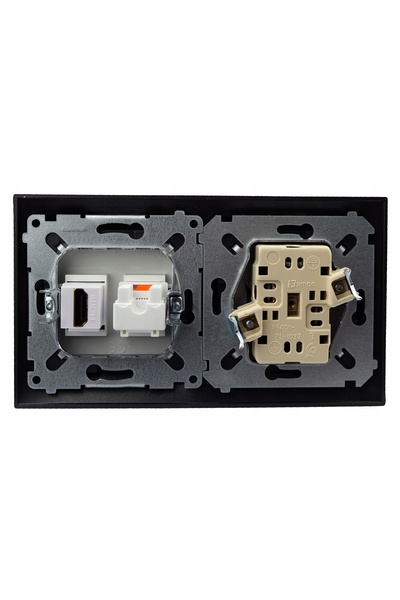 NO BRAND Priză de perete HDMI RJ-45 cu alimentare la 230V