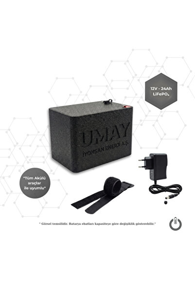 PİLZENPLUS İYONSAN IYN-UMY-1224-SET 12V 24Ah LiFePO4 UMAY Akülü Araba Batarya...