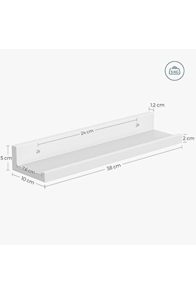NO BRAND Set de rafturi suspendate de perete 3 piese 38 x 10 cm Alb Songmics