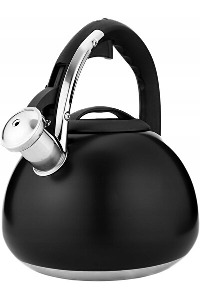 NO BRAND Ceainic cu fluier de 2,7 L, compatibil cu gaz și inducție, negru
