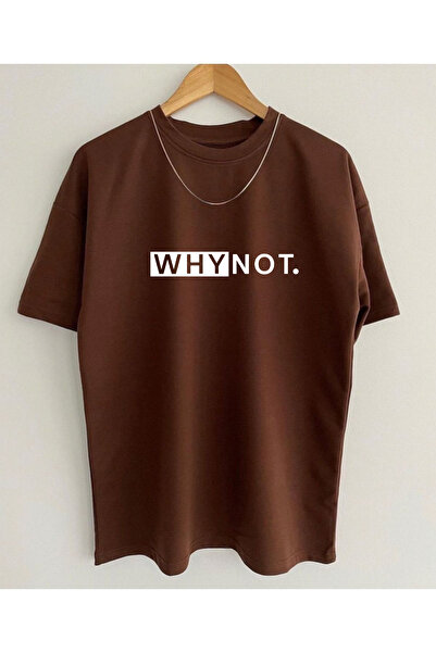 H&GHAMLEGİYİM Unisex Why Not Black Oversize Crew Neck Printed T-shirt