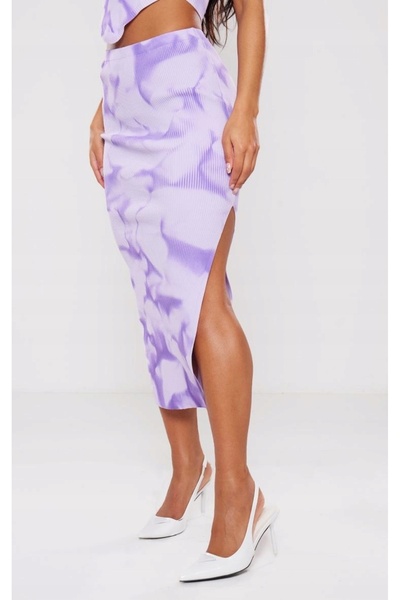 NO BRAND Fustă midaxi mov, mulată, tie-dye, Prettylittlething XS