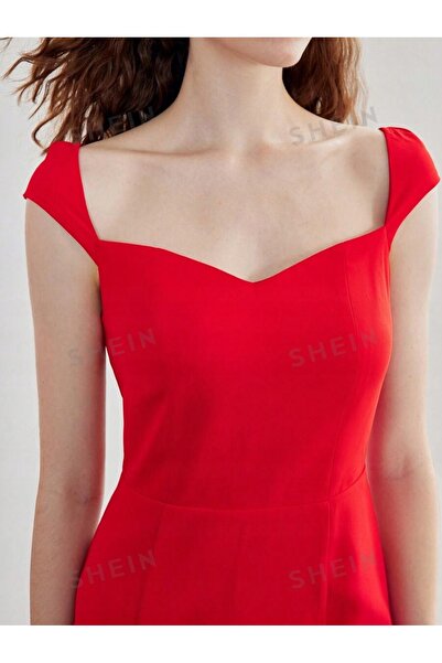 NO BRAND Rochie maxi netedă Czerowna, rochie tunică simplă, cu motiv inimă, m