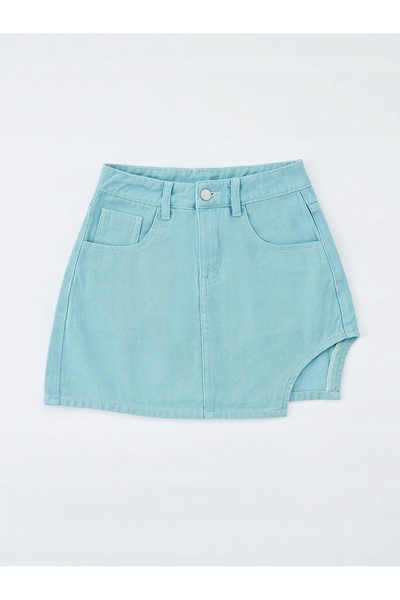 NO BRAND Fustă mini din denim asimetrică albastră cu talie înaltă Shein, mări...