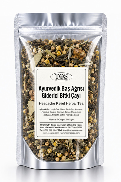 TOS The Organic Spices Ayurvedic Herbal Tea for Headache Relief 250 Gr (1. Qu...