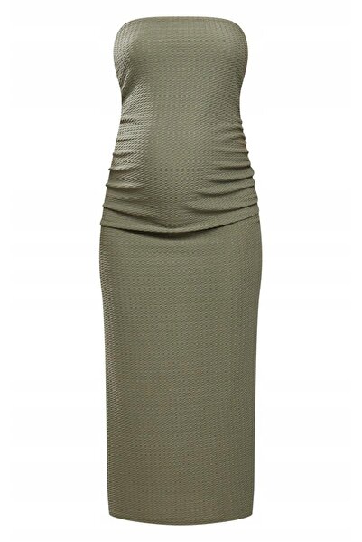 NO BRAND Rochie de maternitate verde, lungime midi, cu umerii goi, Prettylitt...