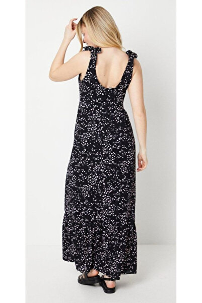 NO BRAND Rochie neagră cu bretele Maxi Panterka netedă Dorothy Perkins 46