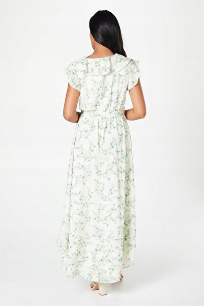 NO BRAND Rochie Maxi Asimetrică Clasic Verde cu Design Floral Wallis 48