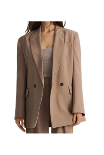 NO BRAND Blazer maro, la două rânduri de nasturi, cu mâneci lungi, clasic, un...
