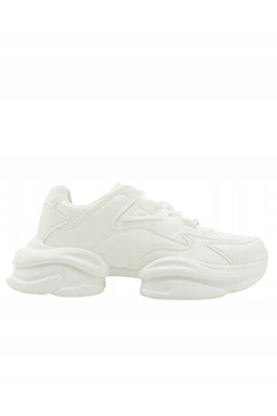 NO BRAND Adidași clasici simpli, albi, cu aspect de piele, talpă groasă, 41