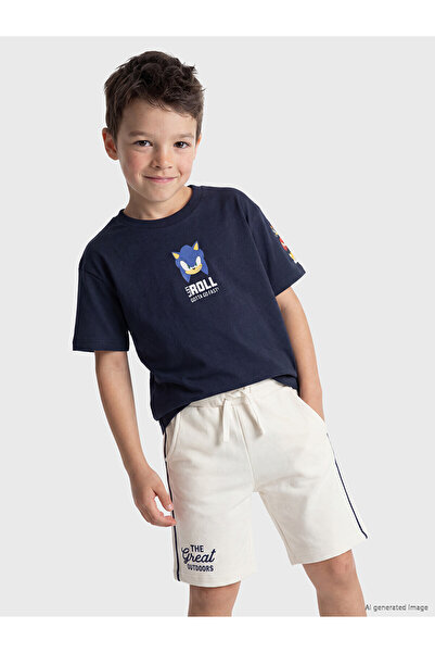 LC Waikiki Original Oval Collar Sonic Printed Boys' T-Shirt
