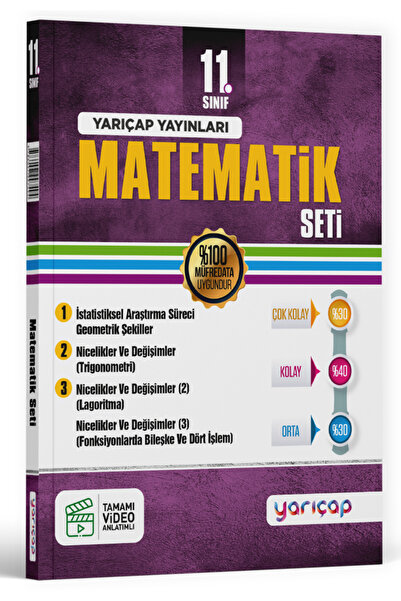 Çap Yayınları YarıÇap Yayınları 11. Sınıf Matematik Seti Kolay-Orta Düzey Tam...