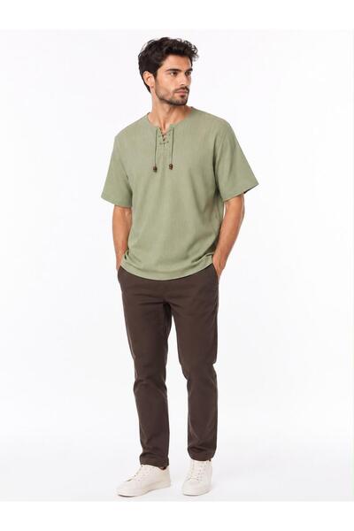 Suffa Oversize Men's T-Shirt – Drawstring Short Sleeve Collarless 100% Cotton...