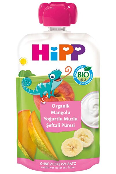 Hipp ORGANİK YOĞURTLU MANGOLU MUZLU ŞEFTALİ PÜRESİ 100 GR *6'LI