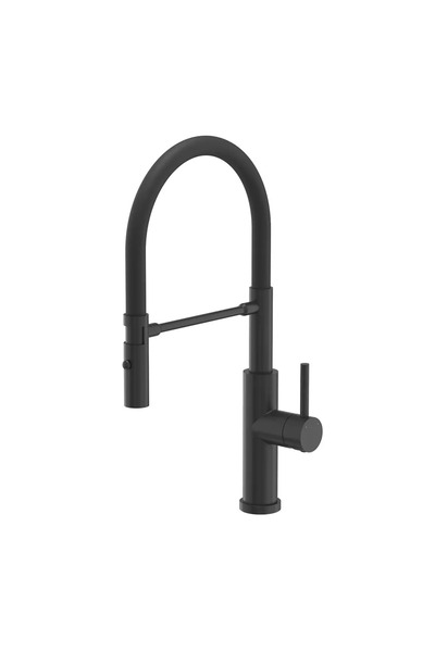Quadron Unique Andy Robinet de bucătărie cu pipă flexibilă, Negru carbon
