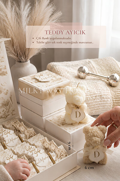Milky Way Home Art Kişiye Özel İsimli Teddy Ayıcık Mum 20’li Set – Kutulu Hoş...